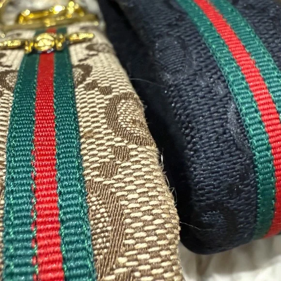 Luxury Tan or Black GG Key Fob • Purse Accessory • Gold Hardware With or W/O Bee - Picture 2 of 7